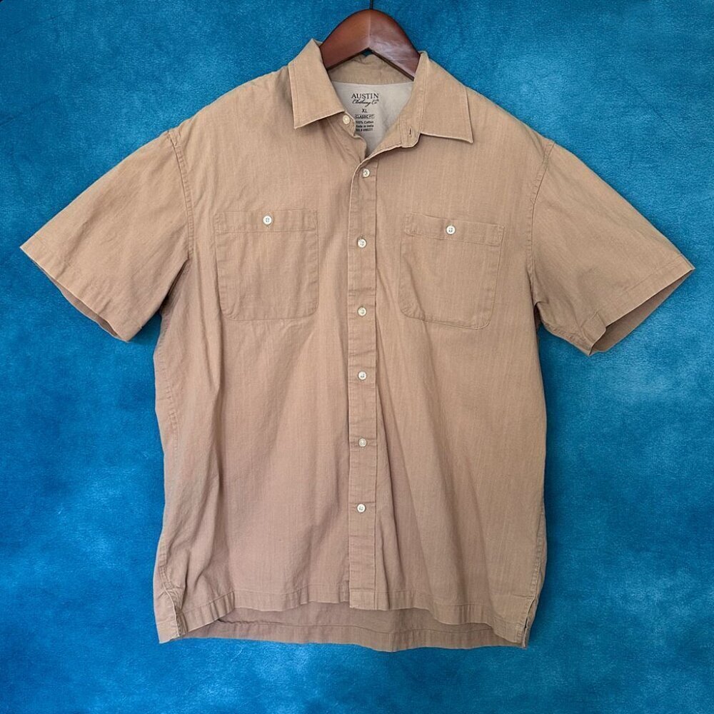 Austin Short Sleeve Button Down Cotton Shirt, Men's XL